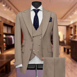 Aidase Custom Solid Color Men's Suits Elegant 3 Piece Jacket Pants Vest Full Set Single Breasted Peak Lapel Male Clothing Office Blazer aidase-shop