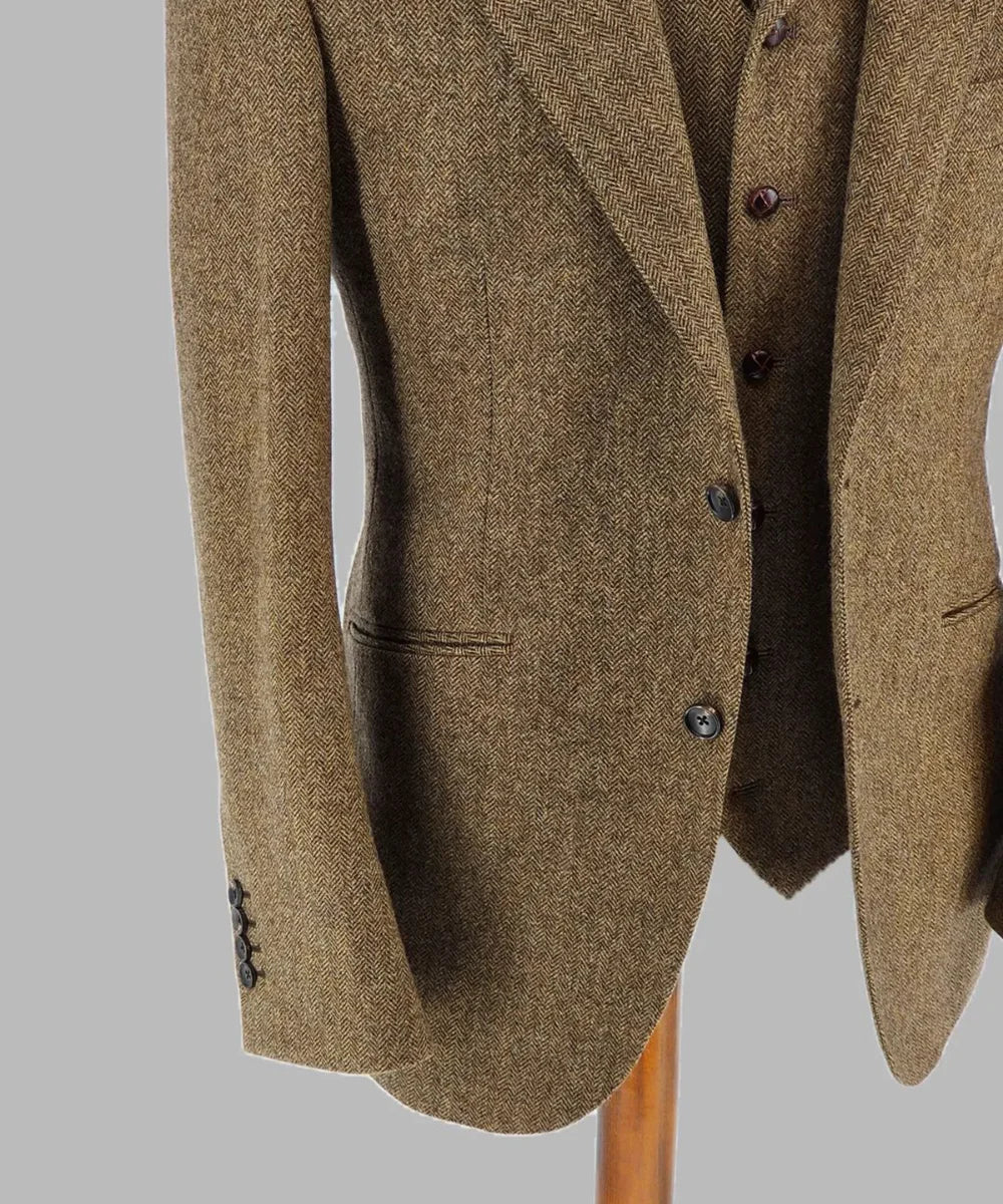 Aidase Brown Men Suits 3 Pieces For Wedding Custom Made Groom Wear Notched Lapel Slim Fit Tuxedos Business Jacket Pants Vest aidase-shop