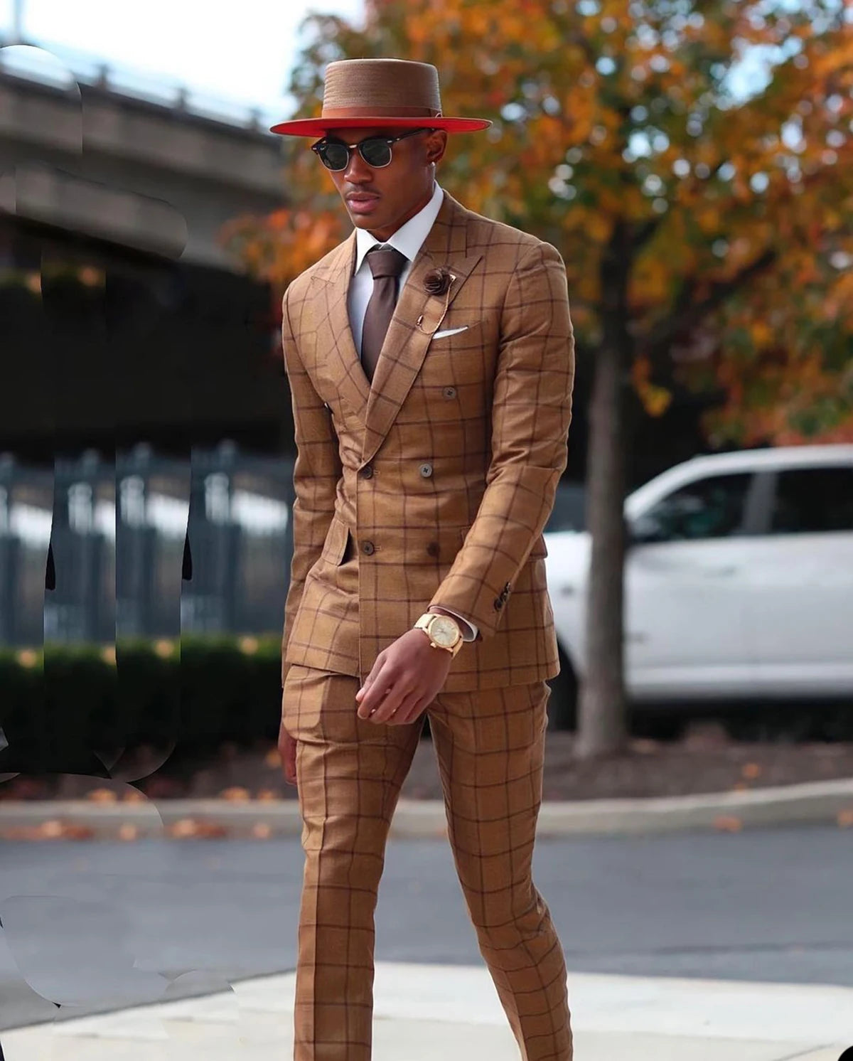 Aidase Plaid Men Suit Tailor-Made Fashion 2 Pieces Blazer Pants Double Breasted Lapel Formal Business Causal Party Tailored aidase-shop