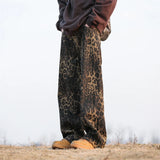 Aidase Leopard Print Jeans Men Fashion Retro Wide Leg Jeans Men Streetwear Hip-hop Loose Straight Jeans Mens Vintage Denim Trousers aidase-shop
