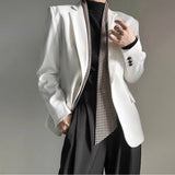 AIDASE  -  Autumn Winter Men's Solid Color Long-Sleeved Suit Jacket American Retro Fashion Trend High Street Loose Simple Niche Men's Tops aidase-shop