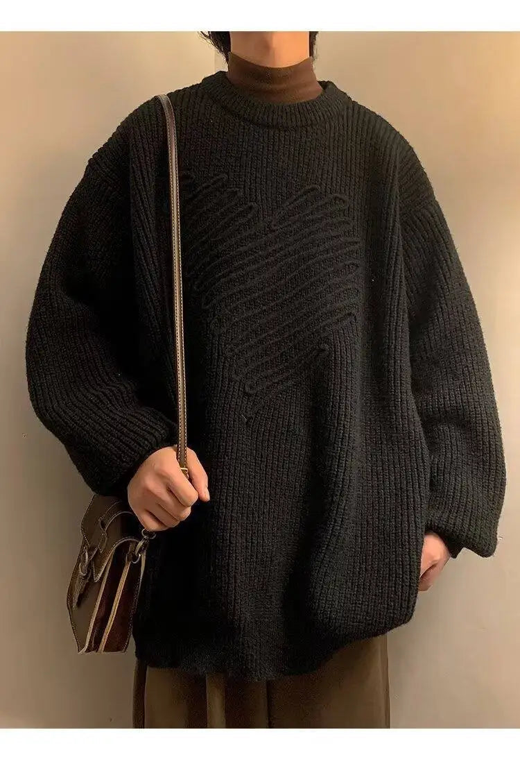 AIDASE  -  Casual Men Knitwear Sweater Square Block Jacquard Patchwork Design Long Sleeve Round Neck Solid Color Pullovers 21E7644 aidase-shop