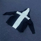 AIDASE  -  Mens Clothing Cross Hollow Wool Knit Hooded Shoulder High Street Loose Sweater Hoodie Zipper Jacket Autumn/Spring ropa hombre aidase-shop