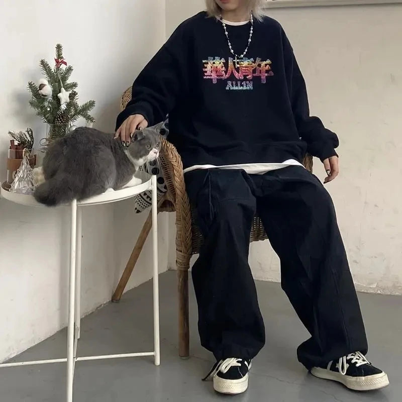 Aidase Baggy Black Cargo Pants for Men Khaki Cargo Trousers Male Harajuku Loose Casual Autumn Japanese Streetwear Hip Hop Retro aidase-shop