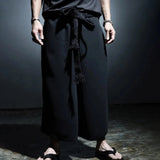 AIDASE  -  Summer New Men's Solid Color Wide-Leg Cropped Trousers Japanese Retro Fashion Trend Street Hip-Hop Casual Loose Men's Bottoms