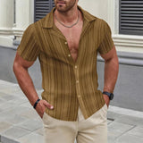 AIDASE  -  Summer New Casual Mens Knitted Shirts Trendy Hollow Out Breathable Knit Cardigan Men Tops Beach Vintage Button Lapel Shirt aidase-shop