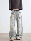 AIDASE  -  Men's Ripped Jeans Korean Style Trendy High Street Stylish Versatile Trousers 2025 Autumn Niche Design Denim Pants 21E7188 aidase-shop