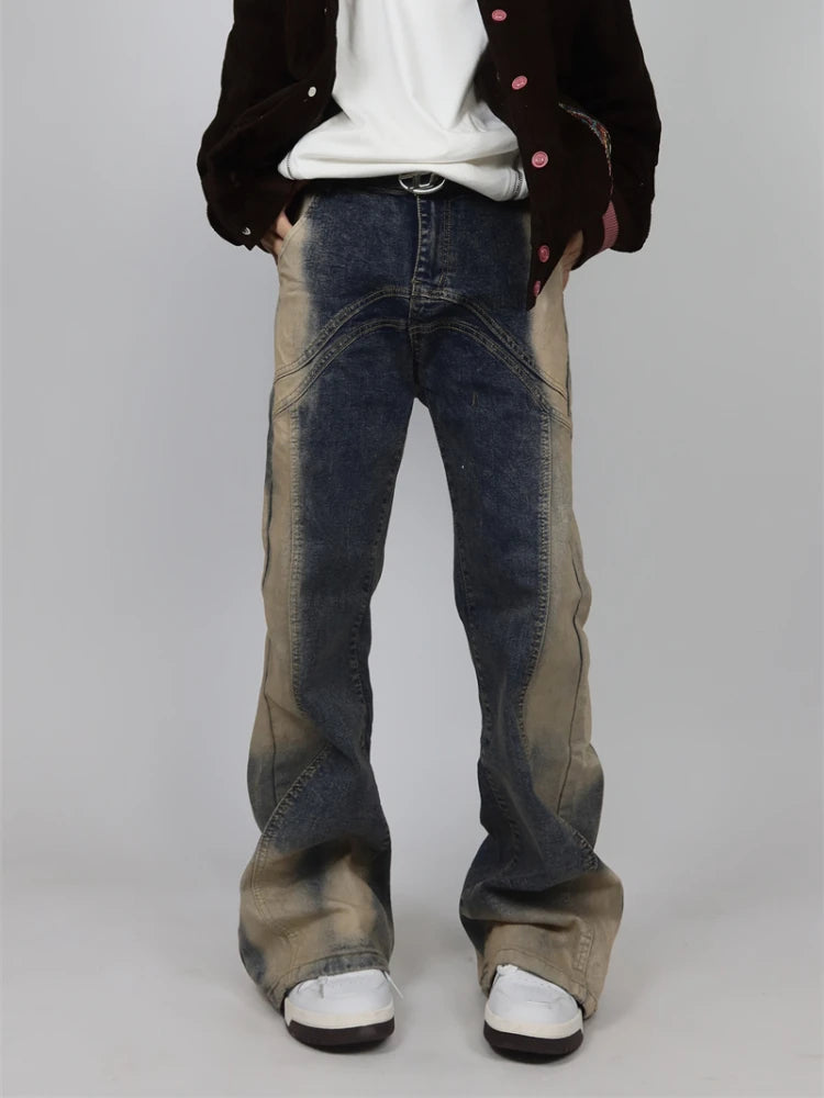 Aidase S-3XL Jeans for Men Contrast Color Hip Hop American Style Popular Teenagers All-match Daily Vitality Simple Baggy Mops Trousers aidase-shop