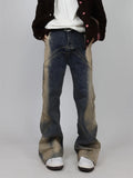Aidase S-3XL Jeans for Men Contrast Color Hip Hop American Style Popular Teenagers All-match Daily Vitality Simple Baggy Mops Trousers aidase-shop
