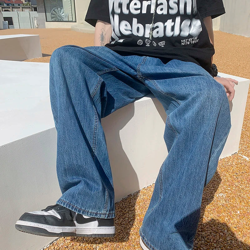 Aidase 4 Colors Baggy Jeans Men Fashion Casual Wide Leg Jeans Men Streetwear Loose Hip Hop Straight Denim Pants Mens Trousers S-2XL aidase-shop