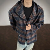 AIDASE  -  Men's Hooded Shirt Autumn Winter New Plaid Long Sleeve Single-breasted Design Fashion Versatile Loose Male Shirts 21E7421 aidase-shop