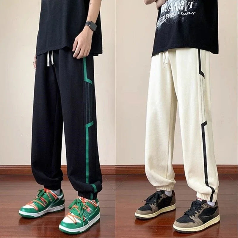 Aidase Trousers Sweatpants for Men Goth Thin Summer Striped Man Sports Pants Harem Gym Flated New in Sport Jogger Big Tall Long Joker aidase-shop