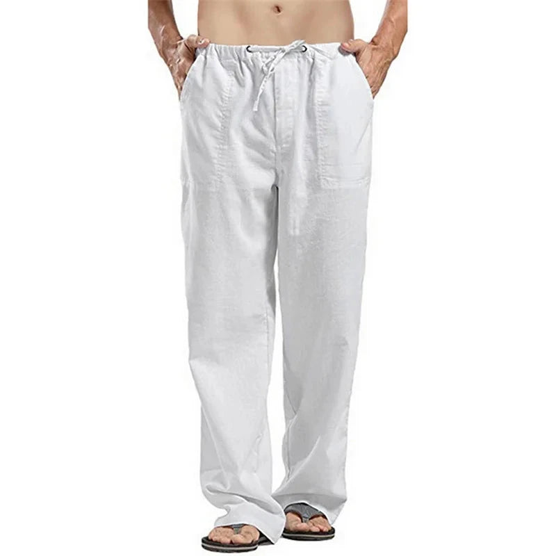AIDASE  -  Spring Linen Wide Men Pants Korean Trousers Oversize Cotton Streetwear Male New Yoga Pants Casual Men Clothing Sweatpants aidase-shop