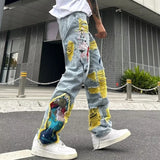 Aidase Streetwear Men Stylish Hip Hop Ripped Patch Slim Fit Jeans Pants Streetwear Casual Straight Denim Trousers aidase-shop