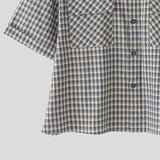 AIDASE  -  Men Plaid Shirt Lapel Short Sleeve Pockets Korean Style Men Clothing Summer Loose 2025 Streetwear Causal Male Crop Tops aidase-shop