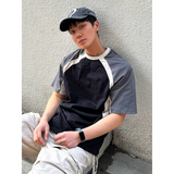 AIDASE  -  Summer American Style Color Block Raglan Round Neck Short Sleeve T-Shirt Men's Pure Cotton Heavyweight Loose Half Sleeve Top aidase-shop