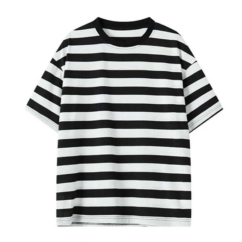 AIDASE  -  Summer Men's Striped T-Shirts Short Sleeve Casual O-Neck Tshirt Male Fashion Sports Tops Loose Tees Streetwear T Shirt Plus Size aidase-shop