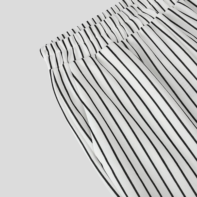 AIDASE  -  Men Striped Pants Elastic Waist Joggers Loose Casual Trousers Men Streetwear 2025 Fashion Male Straight Long Pants S-5XL aidase-shop