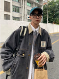 Aidase Japan Retro Lapel Denim Jacket Cityboys Punk Loose Jacket Autumn Hong Kong Style Hip Hop Handsome Stitching Jeans Coat aidase-shop