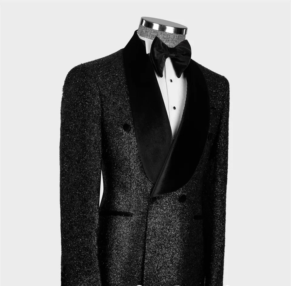 Aidase Men's Suits Tailored 2 Pieces Blazer Pants One Button Wide Velvet Lapel Sequins Formal Work Wear Plus Size Tuxedo Custom Made aidase-shop