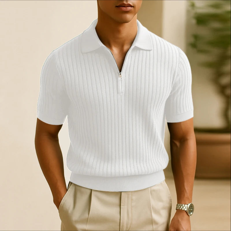 AIDASE  -  Men Shirt Patchwork Lapel Zipper Short Sleeve Summer Male Tops Streetwear Shirts 2025 Fashion Casual Men Clothing S-5XL aidase-shop