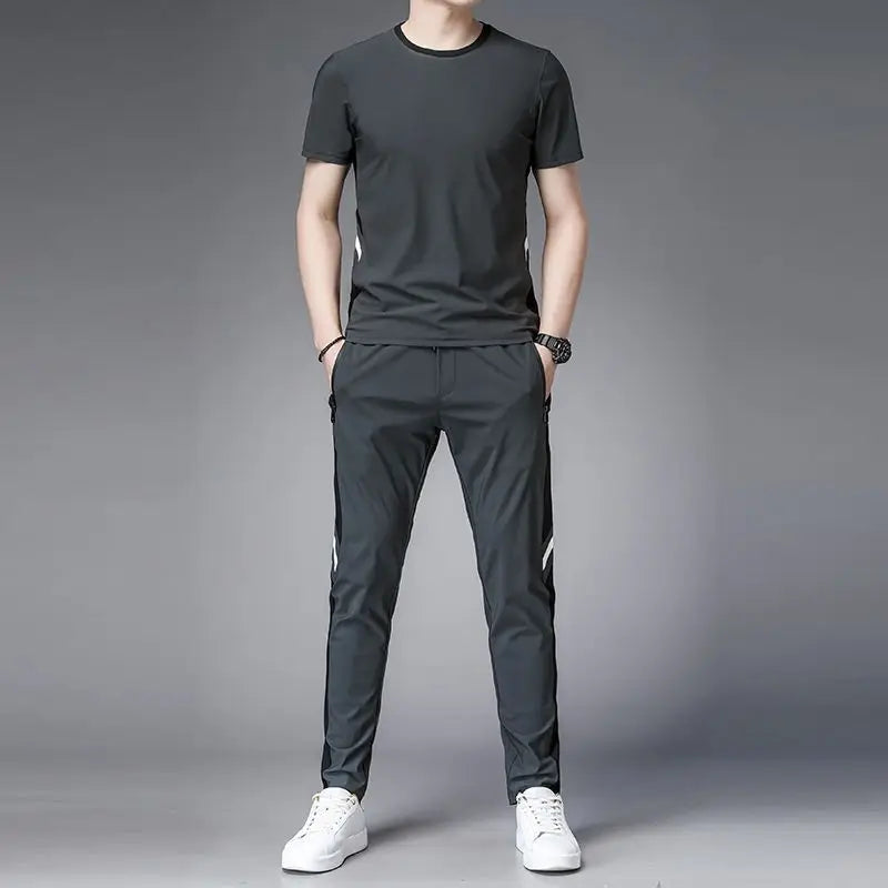 Aidase Men's Top Pants Sets Fashion Sports Suits Kpop Sweatpants Xl Clothing Cool No Logo Man T Shirt Polyester Slim Fit Chic Tracksuit aidase-shop