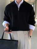 AIDASE  -  Men's Clothing POLO shirt Half Zipper Sweater Casual Long Sleeve Solid Color Sweater Spring Casual Knit Top suéteres de hombres aidase-shop