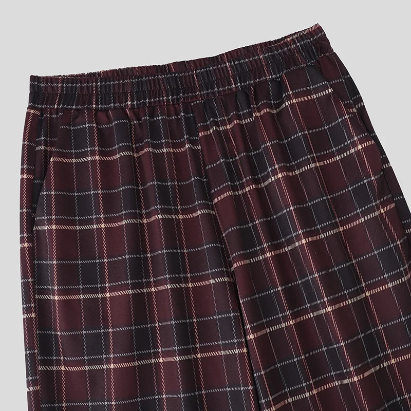 AIDASE  -  Men Plaid Pants Elastic Waist Joggers Loose Casual Trousers Men Streetwear 2025 Korean Style Fashion Male Wide Leg Pants aidase-shop