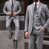 Aidase Casual Men's Suit 3 Pieces Blazer Vest Pants Bow Collar Single Breasted Buckle Work Formal Wear Wedding Prom Costume Size Color