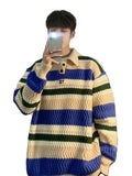 AIDASE  -  Rainbow Stripes  Ne Oversize Knitwear Men Lazy Sle Couple Sweater Autumn Winter New Arrival Casual Loose Fit Long Sve aidase-shop