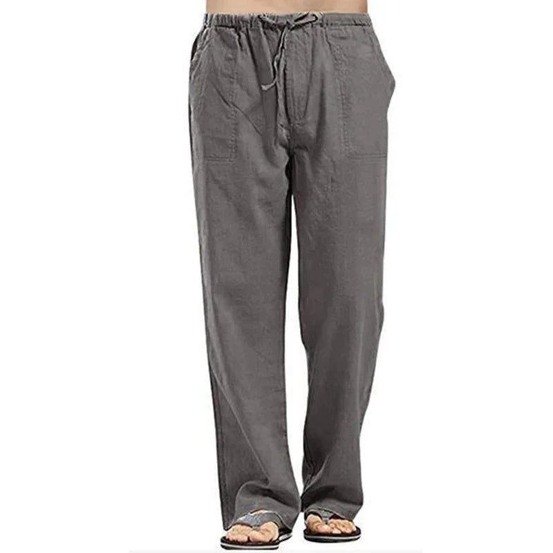 AIDASE  -  Spring Linen Wide Men Pants Korean Trousers Oversize Cotton Streetwear Male New Yoga Pants Casual Men Clothing Sweatpants aidase-shop