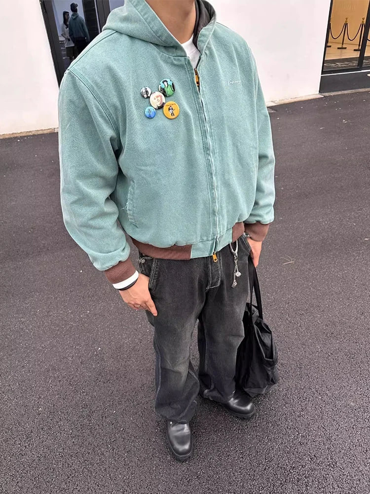 AIDASE  -  Y2K Retro Gothic Zip Hoodie Coat Y2K Retro Streetwear Loose Harajuku Casual Fashion Street Men Clothing Jacket Top Winter aidase-shop