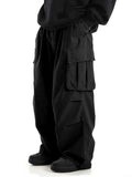 Aidase Classic Design Multi Flap Pockets Cargo Pants,Men's Loose Fit Drawstring Cargo Pants,For Skateboarding,Street,Outdoor Camping
