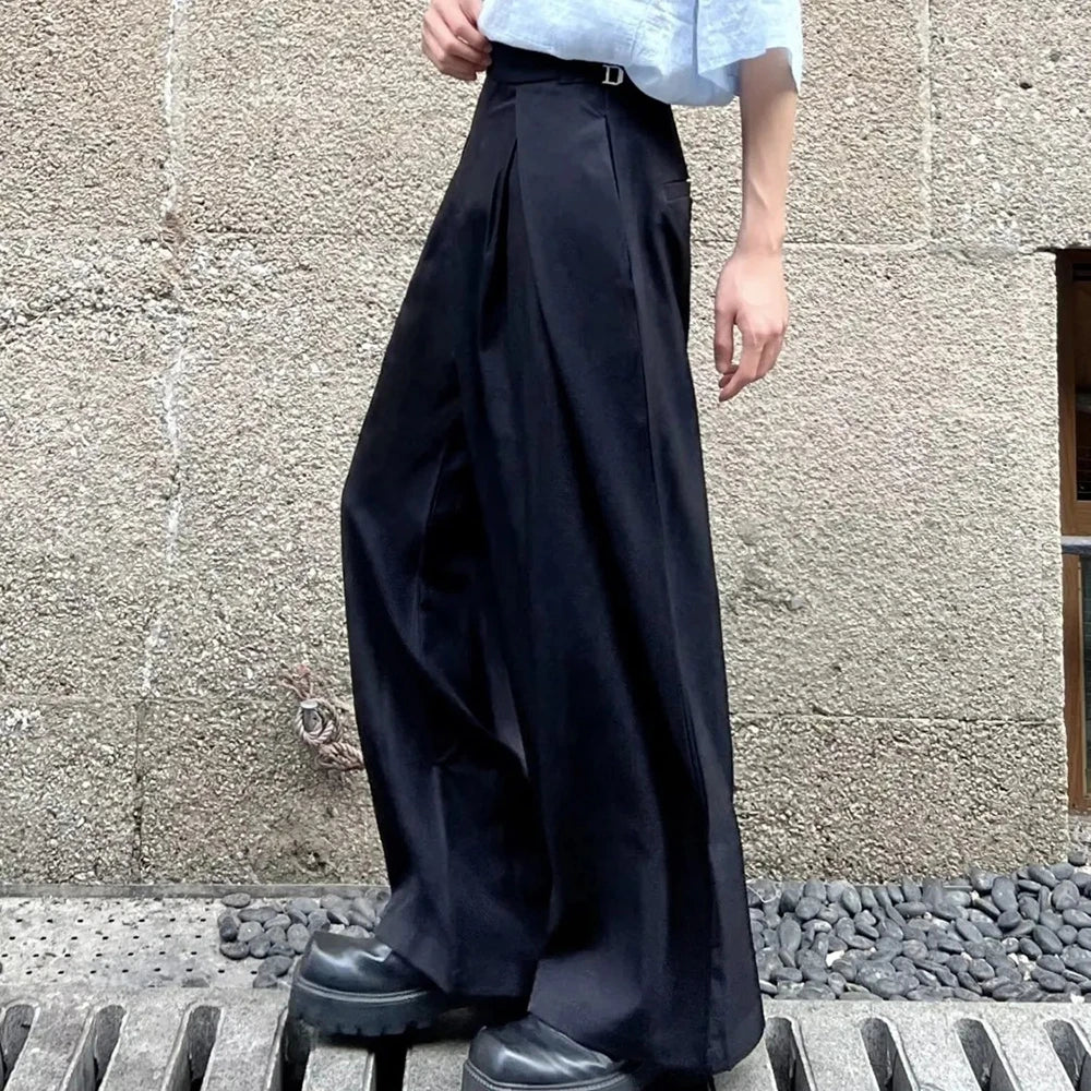 AIDASE  -  Mens Suit Pants Adjustable Waist 3d Pleated Casual Pants Streetwear Fashion Niche Retro Wide-Leg Pants Men'S Clothing 2025 New aidase-shop