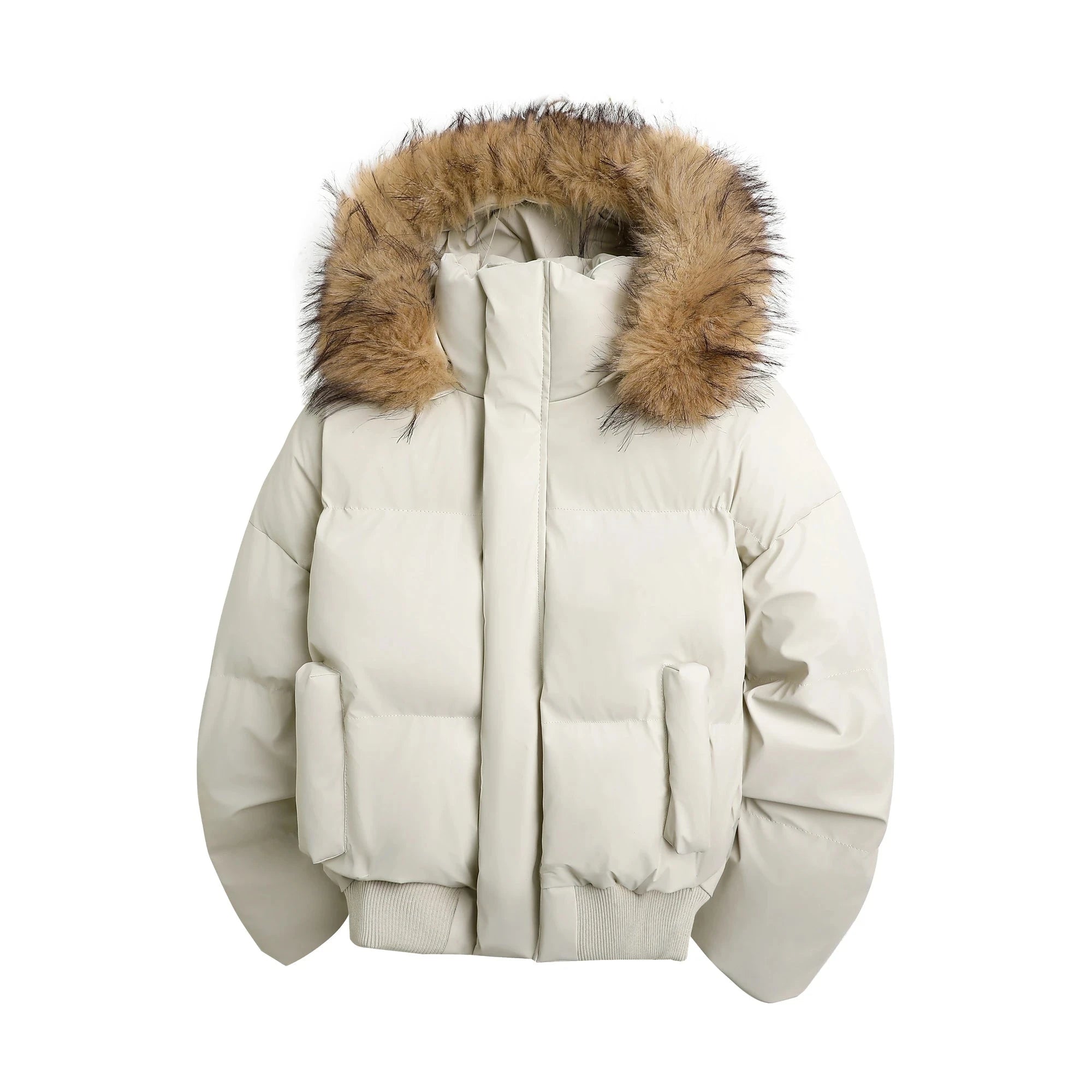 AIDASE  -  Detachable Hooded Men's Cotton Jacket American Style Short Fur Collar Long Sleeve Solid Color Casual Male Coats 21E7670 aidase-shop