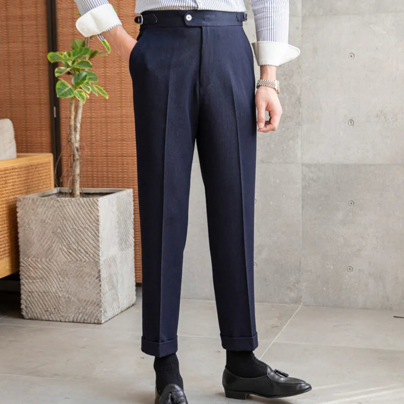 Aidase High Quality Men Blue Business Casual Pant Trousers Pant For Man Office Trouser British Social Club Outfits Pantalones Hombre aidase-shop