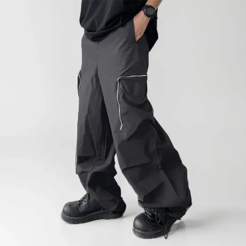 AIDASE  -  Men Pants Patchwork Elastic Waist Loose Joggers Casual Trousers Men Pockets Streetwear 2025 Fashion Cargo Pants S-5XL aidase-shop