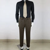 Aidase Men Autumn Winter Men New Long Wool Tweed Trousers Male Office Straight Pants Male Retro Business Casual Suit Pants aidase-shop