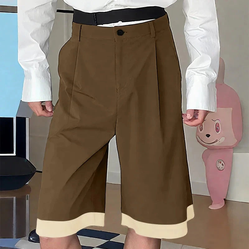 AIDASE  -  Men Shorts Patchwork Button Loose Korean Style Casual Men Bottoms Streetwear Summer 2025 Fashion Male Shorts S-5XL aidase-shop