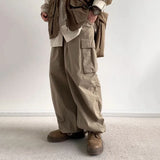 Aidase Japanese Wide Leg Cargo Pants Men Vintage Oversize Cargo Trousers Male Loose Casual Streetwear Hip Hop Pocket Autumn