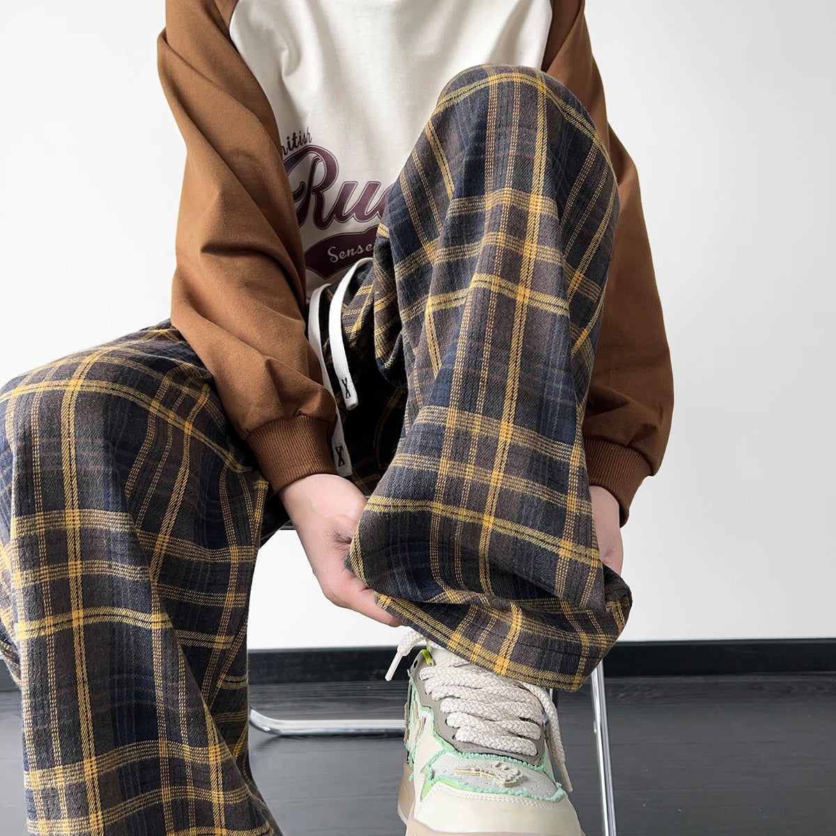 Aidase New Men's Jogger Plaid Sweatpants Men Harajuku Oversized Streetwear Y2k Hip Hop Wide Leg Baggy Harem Long Trousers Cargo Pants aidase-shop