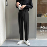 Aidase Black Suit Pants Men Slim Fashion Social Mens Dress Pants Korean Loose Casual Straight Pants Mens Office Formal Trousers M-3XL aidase-shop