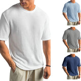 AIDASE  -  12 Colors New Summer Waffle Round Neck Short Sleeved T-shirt for Men's Short Sleeved Top Oversized