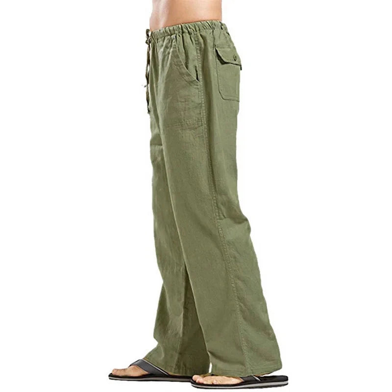 AIDASE  -  Spring Linen Wide Men Pants Korean Trousers Oversize Cotton Streetwear Male New Yoga Pants Casual Men Clothing Sweatpants aidase-shop