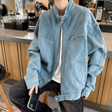 AIDASE  -  New Men Jacket Fashion New Stand Neck Long Sleeve Simple Solid Color Male Coats Personality Versatile Clothes 21E7030