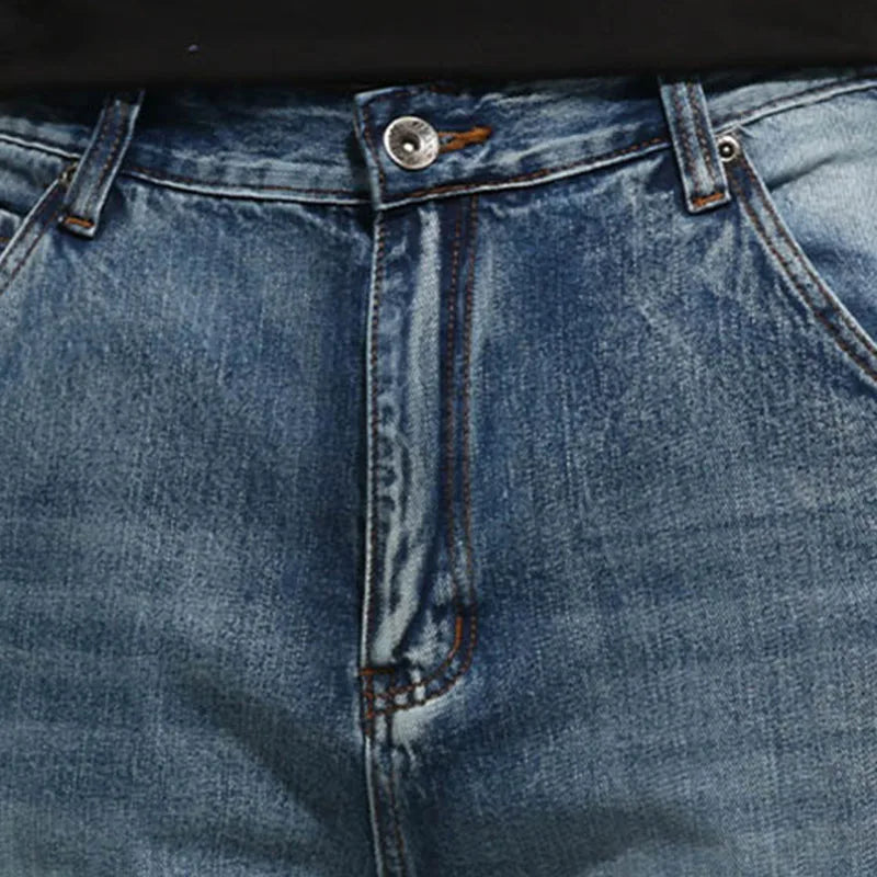Men Cargo Casual Washed Jeans Trousers Multi Pockets Straight Loose Denim Pants For Male Plus Size 30-46 aidase-shop