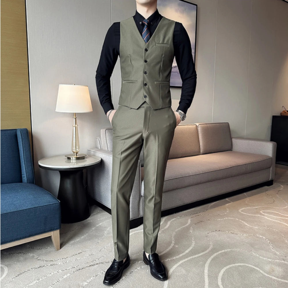 Aidase Spring Luxury Men High-end Suit Formal Groom Wedding Tuxedo Mens Work Party Slim Fit Suit 3 Piece ( Jacket + Vest + Pants ) 2024 aidase-shop