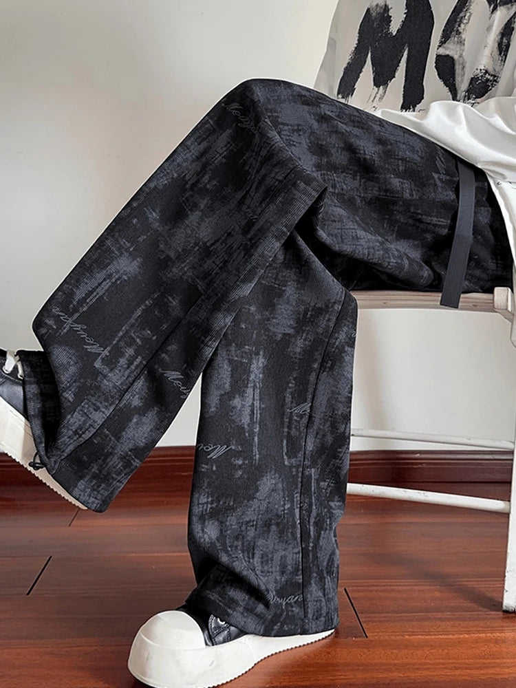 AIDASE  -  American Retro Tie Dye Men's Casual Pants Loose Straight Leg Autumn Trendy Brand High End Feeling Casual Sports Sweatpants aidase-shop