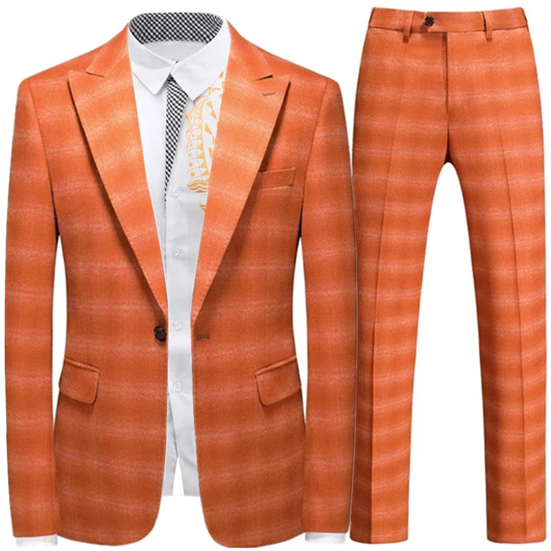 Aidase Fashion New Men Leisure Boutique Business Plaid Striped Suit Vest Pants 3 Pcs Set Casual Dress Blazers Jacket Coat Trosers aidase-shop