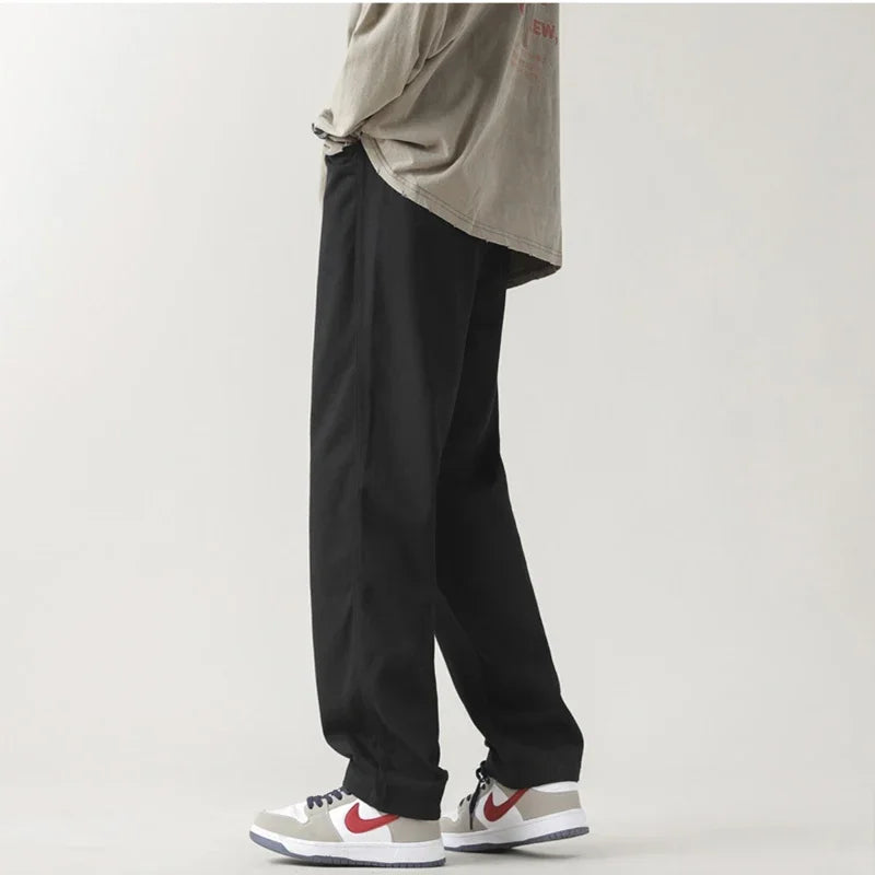Aidase Men's Pants Retro Ankle Length Casual Cotton Pant Male Elastic Waist Loose Pant Man aidase-shop